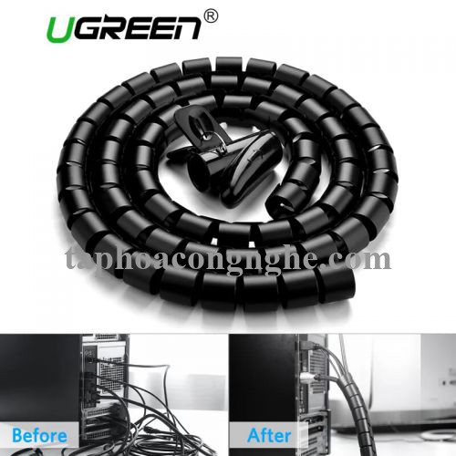 Ugreen 30819 3M màu Đen Dây ống xoắn PE bảo vệ cáp cao cấp LP121 30030819